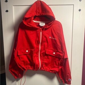 Champion Ampl Ample Athletic wear cropped windbreaker elastic waist m bomber